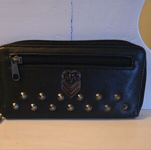 Womens Edgy Metal Mulisha Gun Metal Studs  Wallet